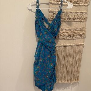 For Love And Lemons Blue Floral Mini Dress